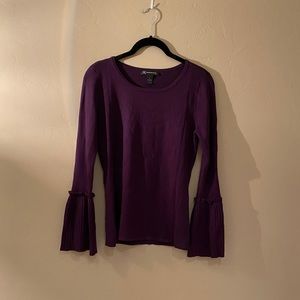 INC Purple Sweater Top with Bell Sleeves